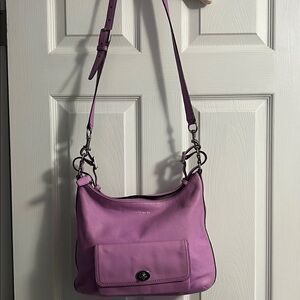 Coach Lavender Pink Leather Shoulder Bag with Silver Hardware